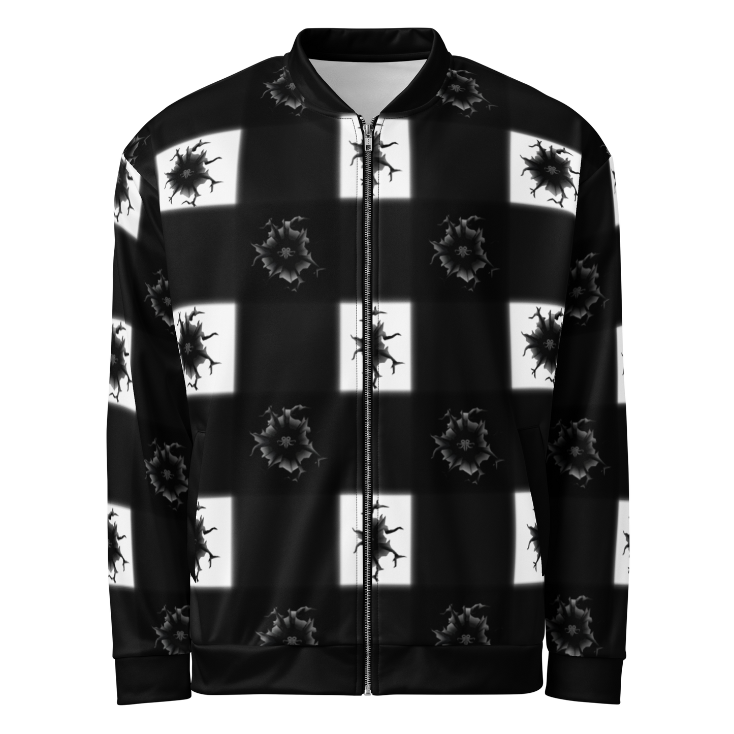 Emblem Plaid Bomber Jacket