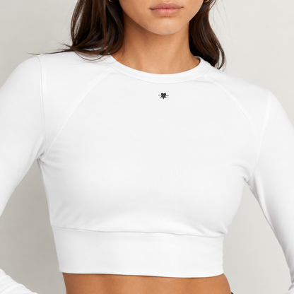 Emblem long-sleeve crop top