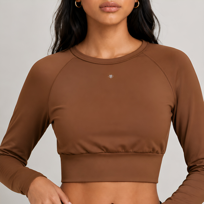 Emblem long-sleeve crop top