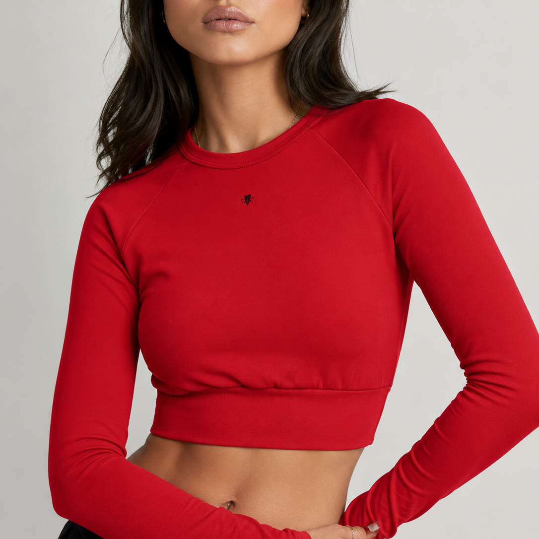 Emblem long-sleeve crop top