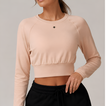 Emblem long-sleeve crop top