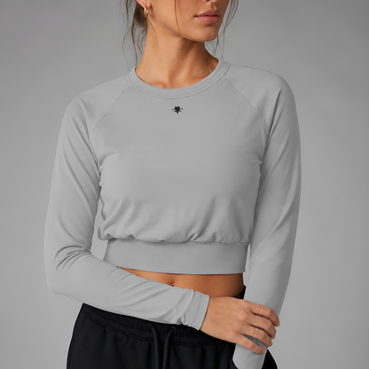 Emblem long-sleeve crop top