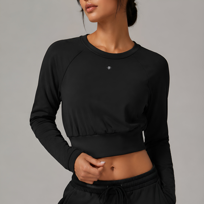 Emblem long-sleeve crop top