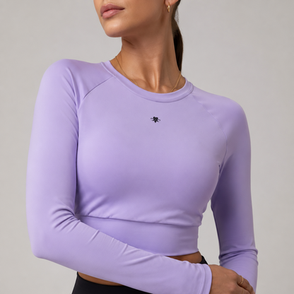 Emblem long-sleeve crop top
